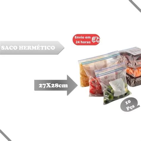 Sacos Hermetico P Congelar Alimentos 27x28cm 10un Zip Lock MercadoLivre