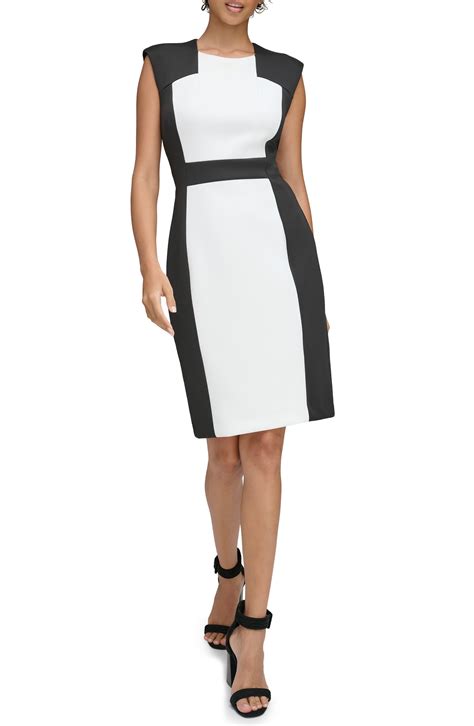 Calvin Klein Colorblock Sheath Dress In Black Lyst