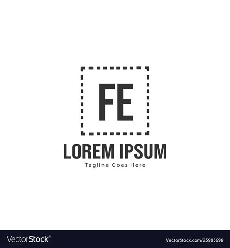 Initial Fe Logo Template With Modern Frame Vector Image