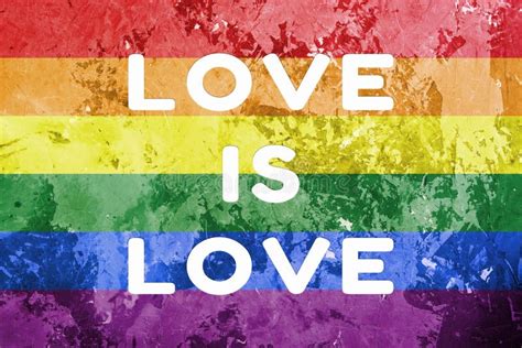 Gay Rainbow Flag With Horizontal Stripes On Concrete Background With Pride Day Text Stock Photo