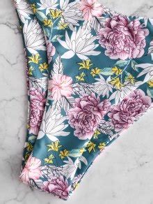 OFF ZAFUL Flower Ruffle High Leg Bikini Swimsuit In MULTI A ZAFUL