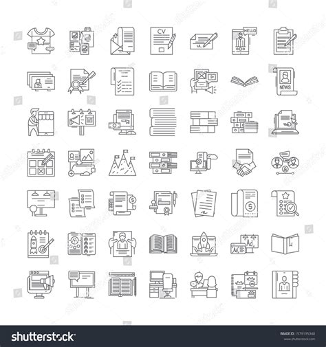 Publishing Linear Icons Signs Symbols Vector Royalty Free Stock Vector 1579195348