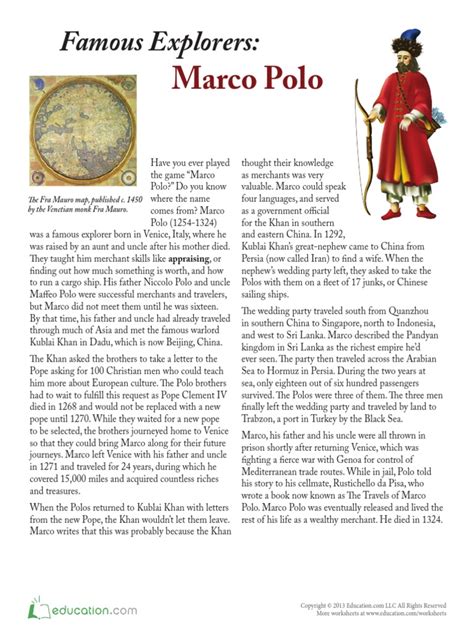 Famous Explorers Marco Polo Pdf Marco Polo
