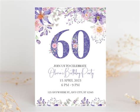 Floral Th Birthday Invitation Editable Template Editable Th