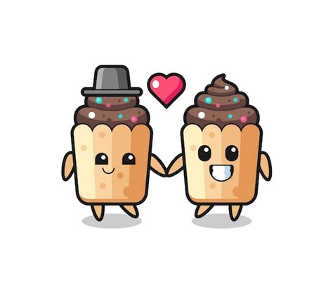 Premium Vector Cupcake Cartoon Character Couple With Fall In Love