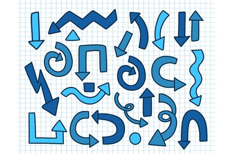 Arrow Set Doodle Blue Color By Arina Pictures Thehungryjpeg