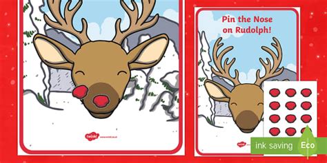 Pin The Nose On Rudolph Game Rudolph Xmas Game Twinkl