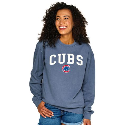 Chicago Cubs Unisex Felt Denim Crewneck Sweatshirt Official Mlb®