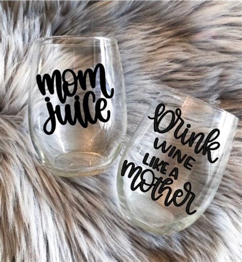 Mothers Day Wine Glass Set Mom Wine Glass Mom Juice Drink Etsy