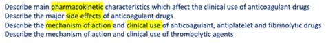 Pharmacology Of Anticoagulants Flashcards Quizlet