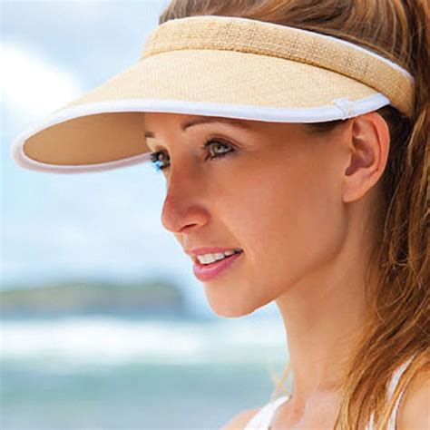 Ladies Sun Visor /Womens Sun Visor / Beach Visor - Raffia - C311PT1S2F7 ...