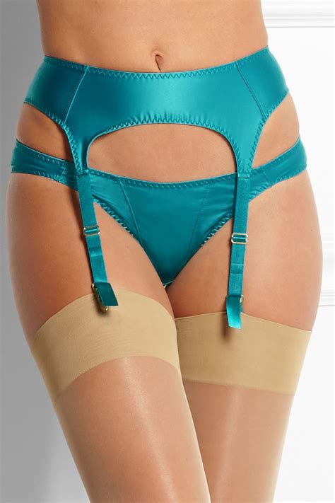 Lyst Lagent By Agent Provocateur Danita Satin Suspender Belt In Blue