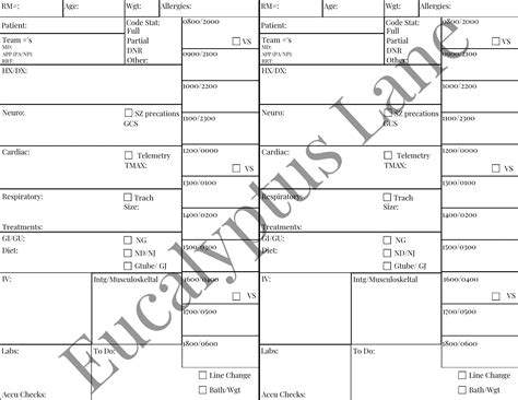 Printable Nursing Report Sheet Nurse Brainrn Report Sheetmed Surg