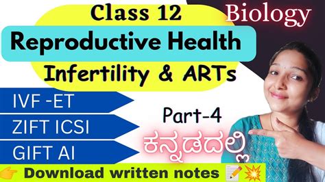 Arts Infertility Class 12 Reproductive Health ಕನ್ನಡದಲ್ಲಿ Part 4