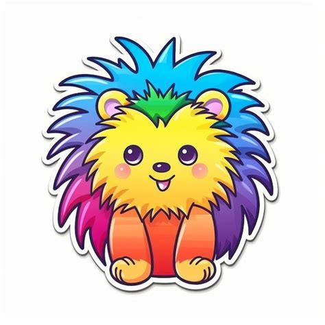 Premium Ai Image A Cartoon Lion With A Colorful Mane