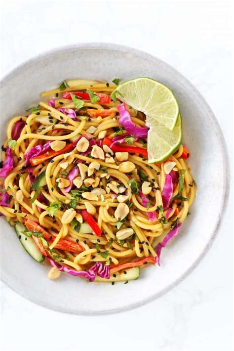 Cold Thai Noodle Salad With Peanut Dressing Zested Lemon