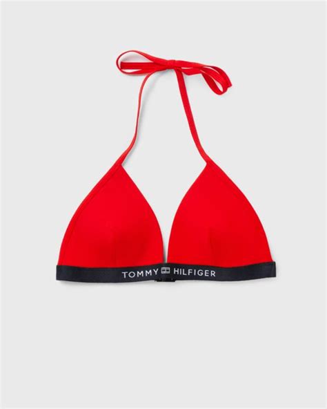 Tommy Hilfiger Wmns Triangle Fixed Bikini Top Red Bstn Store