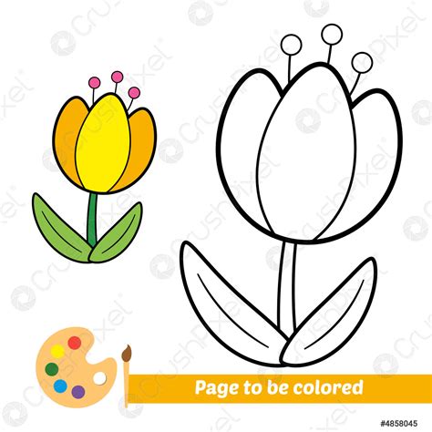 Coloring book for kids, flower vector - stock vector 4858045 | Crushpixel