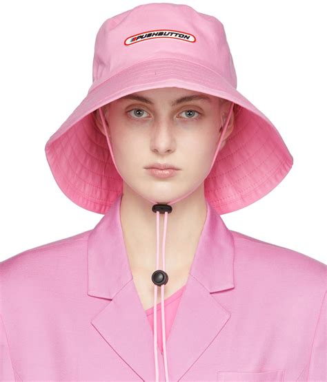 SSENSE Exclusive Pink Big Bucket Hat By Pushbutton On Sale