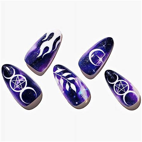 Press On Nails Short Almond Glamermaid Gothic Gradient Purple Black