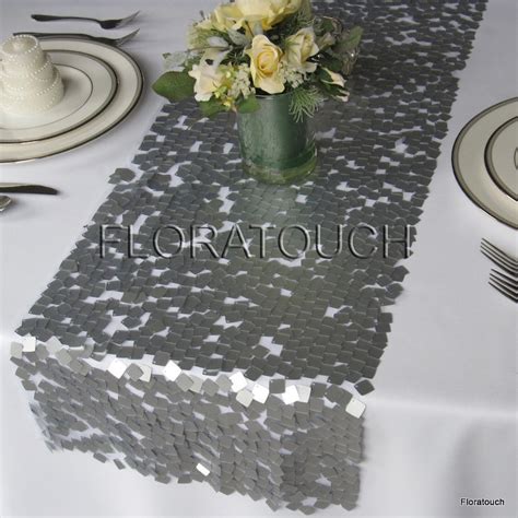 Dazzle Square Silver Sequin Table Runner Wedding Table Runner Etsy