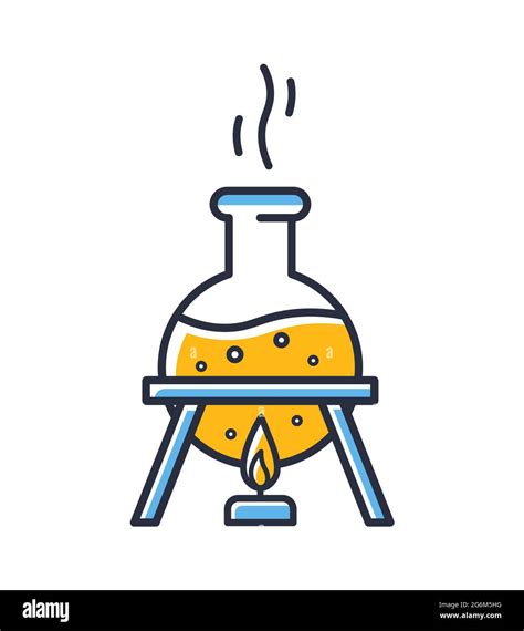 Chemical Reaction Icon Flask Test Tube Is Heated Above The Fire