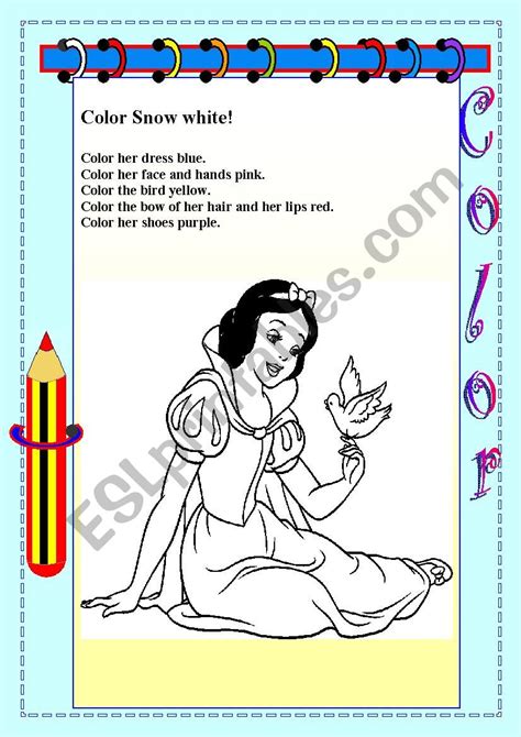 Color Snow White Esl Worksheet By Emilydelpiero