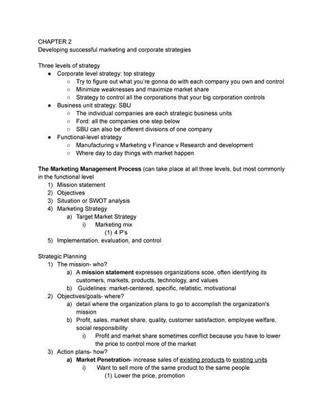 Mktg Ch Google Docs Lecture Notes Chapter Developing