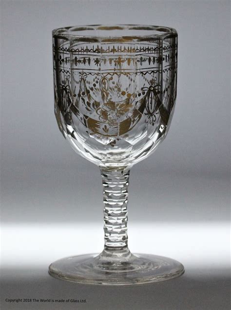 Early Victorian Continental Gilded Facet Cut Stem Goblet The World Is Made Of Glass