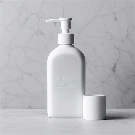 Cosmetic Rounded All White Soap Bottle Mockup On White Table Ai