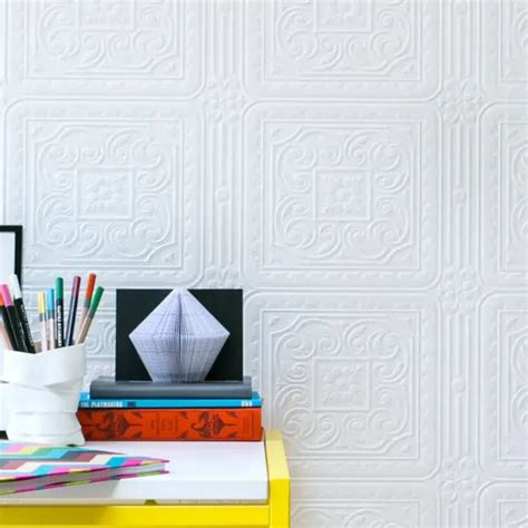 Anaglypta White Paintable Wallpaper Textured Luxury Vinyl Turner Tile