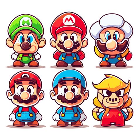 Personajes De Mario Vector Png Dibujos Sticker Clipart Los Diferentes Personajes Para Nintendo