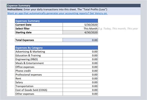 Free excel accounting templates and bookkeeping spreadsheet | Vencru