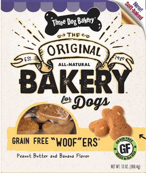 Three Dog Bakery Woofers Peanut Butter And Banana Flavor Grain Free Dog