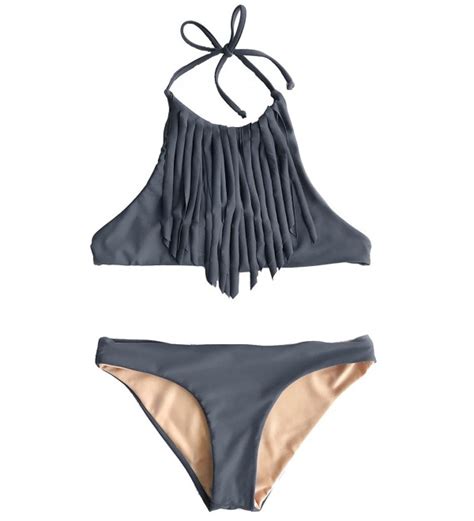 Fashion Women S Front Tassel Halter Bikini Set Beach Swimwear CZ YA HZLT