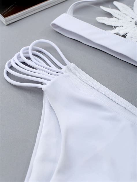Floral Sheer Mesh Bikini Set White M In Bikinis Online Store Best Corset Dress For Sale