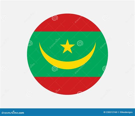 Mauritania Round Country Flag Mauritanian Circle National Flag Stock