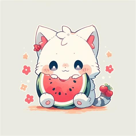 Premium Photo Cute Cat With Watermelon