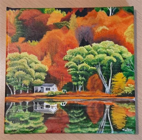 Autumn Lakeside Painting By Tim Potter Saatchi Art
