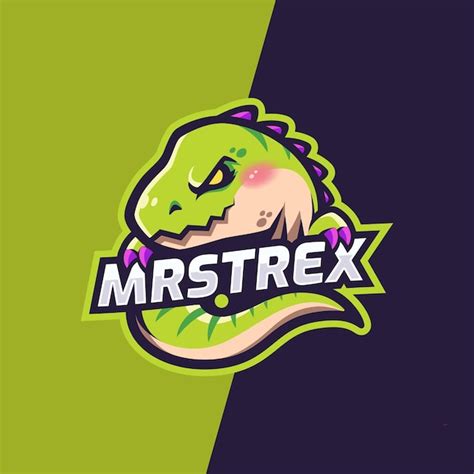 T Rex Mascot Gaming Logo Dinossauro Fofo Vetor Premium