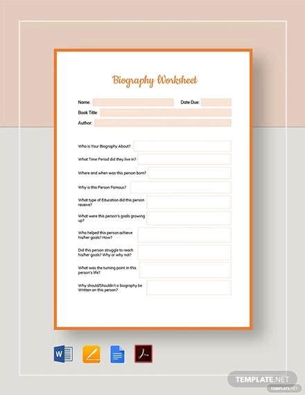 Free 13 Biography Worksheet Templates In Pdf Ms Word