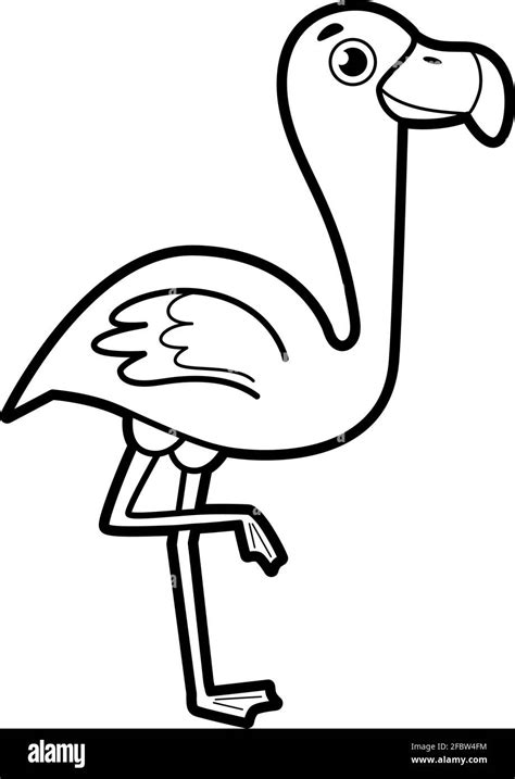 Coloring Book Or Page For Kids Flamingo Black And White Vector