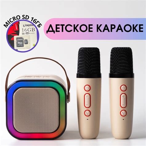 Детская караоке система с двумя беспроводными микрофонами и колонкой ...