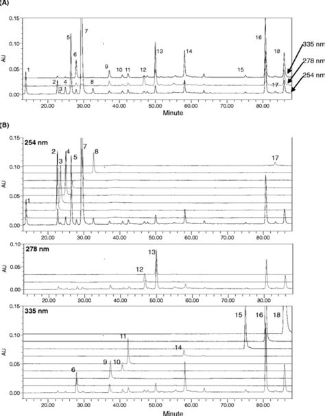 Stack Views A Different Detector Wavelength Hplc Chromatograms Of