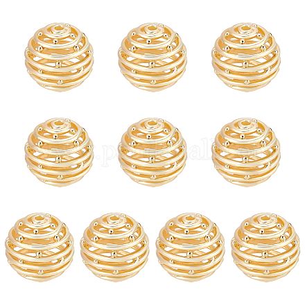 Wholesale BENECREAT 10 PCS Real 18k Gold Plated Honeycomb Brass Bead