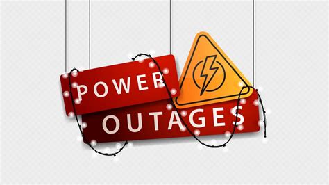 Power Outage Red Volumetric Signboard With Warning Yellow Symbol And