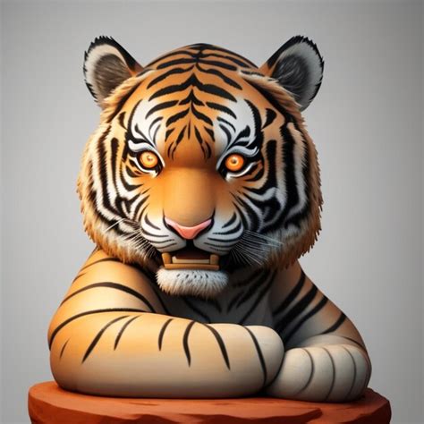 Premium AI Image | A tiger statue with a white tiger on it