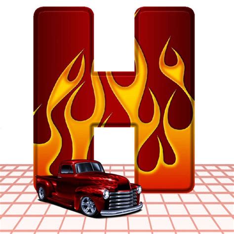 Hot Rod H With Flames