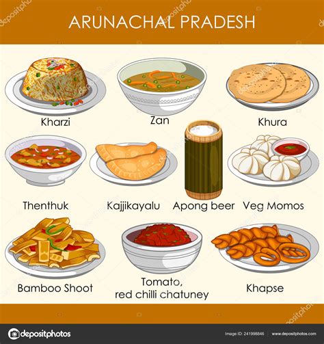 Illustration Of Delicious Traditional Food Of Arunachal Pradesh India