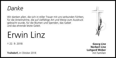 Traueranzeigen Von Erwin Linz Trauer Nn De